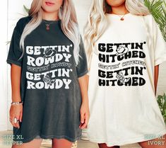 Getting Hitched Getting Rowdy Shirts Country Bachelorette Shirt Nashville Bachelorette Shirts Western Theme HOW TO ORDER: 🔻 *Check the shop listing photos for help on how to order. PRODUCT FEATURES: 🔻 TSHIRT: Design printed on Comfort Colors Unisex Shirt. 100% Ring-Spun Cotton, Medium fabric (6.1 oz/yd² (206.8 g/m giving a. thick oversized look. Relaxed fit, unisex style. Tees are standard sizes so we suggest ordering your usual size for the relaxed fit or upsizing for a loose fit/oversized dr Getting Hitched Getting Rowdy, Nashville Bachelorette Shirts, Country Bachelorette, Getting Hitched, Bachelorette Shirt, Nashville Bachelorette, Gettin Hitched, Bach Party, Western Theme