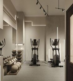 HOME GYM INSPO | HOME GYM MUST HAVES Aesthetic Gym Room Ideas, Gym In House Aesthetic, Home Gym Ideas Aesthetic, Modern Office Meeting Room Design, At Home Gym Room Aesthetic, Aesthetic Workout Room, Exercise Room Design, Home Workout Room Design, Gym Studio Aesthetic