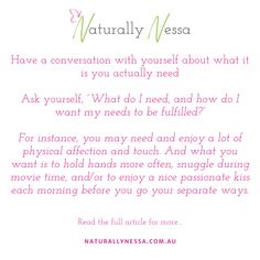 a poem written in pink and green with the words, naturally nessa have conversation with yourself about what it is you actually need