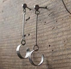 Handcrafted Hoop Earrings Long Dangle Earrings Raw Silver | Etsy Small Hoop Oxidized Minimalist Earrings, Minimalist Small Hoop Earrings With Oxidized Finish, Minimalist Oxidized Finish Hoop Earrings As Gift, Modern Oxidized Hoop Earrings For Everyday, Modern Oxidized Finish Hoop Earrings For Everyday, Minimalist Silver Hoop Earrings With Oxidized Finish, Minimalist Metal Earrings With Oxidized Finish, Minimalist Oxidized Hoop Earrings, Minimalist Oxidized Dangle Earrings