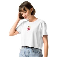 Welcome to Kawaii Hearts! This crop top is made of 100% combed cotton, which makes the shirt extremely soft and more durable than regular cotton shirts. The relaxed fit and dropped shoulders ensure comfortable wear, while the cropped length makes it perfect for spring and summer. - - - - - - - - - - - - - - * 100% combed cotton  * Heather colors are 15% viscose and 85% cotton * Fabric weight: 5.3 oz/yd² (180 g/m²) * Relaxed fit * Cropped length * Ribbed crew neck  * Dropped shoulders * Side-seamed construction * Shoulder-to-shoulder taping * Double-needle hems * Preshrunk - - - - - - - - - - - - - - This product is made especially for you as soon as you place an order, which is why it takes us a bit longer to deliver it to you. Making products on demand instead of in bulk helps reduce over Strawberry Crop Top, Style Kawaii, Pink Strawberry, Cropped Tops, Cropped Tube Top, Cotton Shirts, Kawaii Fashion, Tube Top, Shoulder Taping