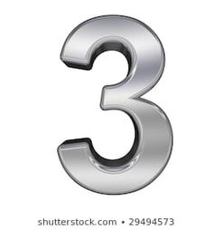 the number three is shown in silver