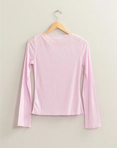 Another spring staple! She's sheer and ribbed, with a raw hem. Pair her with anything! Spring Staples, Baby Pink, Long Sleeve Top, Long Sleeve Tops, Sleeve Top, Angel, Long Sleeve, Pink