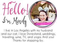 a photo with the words hello, i'm mindy and an image of minnie mouse