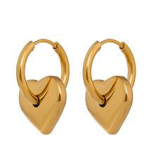 Yhpup Stainless Steel Heart Huggie Earrings For Women Fashion Metal Golden 18 K Hoop Earrings Бижутерия Для Женщин Gift 2021 - Hoop Earrings Heart Hoop Earrings, Trendy Earrings, Huggie Earrings, Huggie Hoop Earrings, Gold Earrings Dangle, Gold Plated Earrings, Round Earrings, Huggies Earrings, Gold Gold