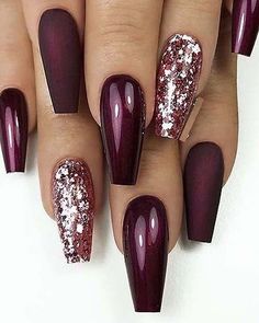 Stars Nails, Winter Nail Ideas, Nails With Glitter, Fall Acrylic Nails, Pretty Nail Art Designs, Thanksgiving Nails, Coffin Nails Long, Winter Nail Designs