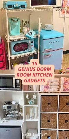 various rooms and kitchen gadgets are shown in this collage