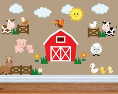 the farm animals wall decals are on display