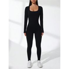 -Fit Type: Skinny -Sleeve Type: Regular Sleeve -Type: Tee -Waist Line: Natural -Pattern Type: Striped -Sleeve Length: Long Sleeve -Length: Long -Color: Black -Neckline: Square Neck -Features: Seamless -Fabric: High Stretch -Material: Fabric -Composition: 90% Polyamide, 10% Elastane -Care Instructions: Machine Wash Or Professional Dry Clean -Sheer: No -Activity: Yoga & Studio **Open To Offers!!!** **Bundle To Save More** **30% Off Bundles Of 2 Or More Items!!** ***Orders Go Out Within 5-10 Busine Black Long Sleeve Athleisure Jumpsuits And Rompers, Fitted Long Sleeve Jumpsuits And Rompers For Athleisure, Long Sleeve Workout Bodysuit, Fitted Long Sleeve Bodysuit For Workout, Long Sleeve Jumpsuits And Rompers For Workout, Black Bodysuit Longsleeve, Collar Jumpsuit, Tube Jumpsuit, Boutique Pants