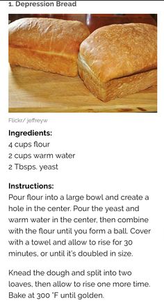 the instructions for how to make a loaf of bread