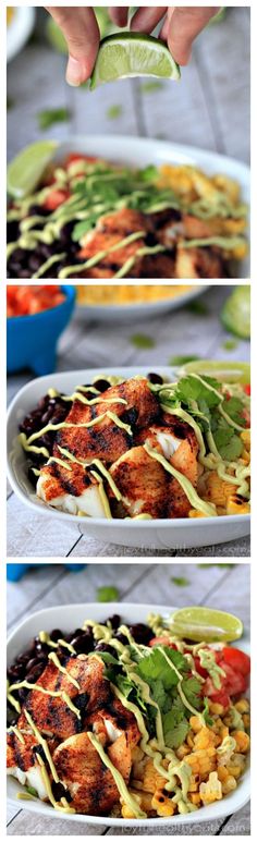 a white bowl filled with taco salad and chicken