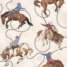 several images of cowboys riding horses and lasso roped around the horse's neck