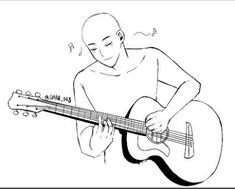 a drawing of a man playing an acoustic guitar