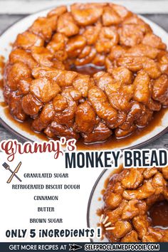 the flyer for grandma's monkey bread is shown