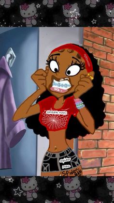 an animated image of a woman brushing her teeth