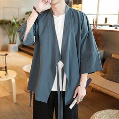 Season:Spring  Summer; Fabric:Polyester; Sleeve Length:3/4 Length Sleeve; Gender:Men's; Style:Casual,Comfort,Fashion; Occasion:Vacation,Daily,Outdoor,Beach; Outerwear Length:Regular; Function:Sunscreen,Breathable; Pattern:Plain; Neckline:Collar; Outerwear Type:Cloak / Capes,Kimono Jacket; Listing Date:06/14/2024; Bust:; Length:; Sleeve: Vintage Clothing Styles, Orientation Outfit, Long Kimono Cardigan, Gilet Kimono, Chinese Shirt, Men Cardigan, Japanese Shirt, Kimono Shirt, Male Kimono