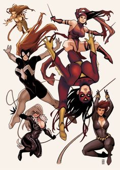 an image of some women in catsuits on the cover of a comic book