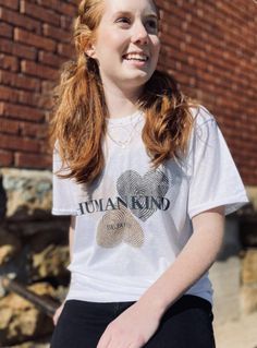 Prompting unity we’re introducing our Human Kind tee! Be both human and kind while spread this important message in this tee! Softball Tank Tops, Country Boutique, Christian Holidays, Important Message, Finger Print, Heather White, Mini Me, Dress Romper, Tee Shop