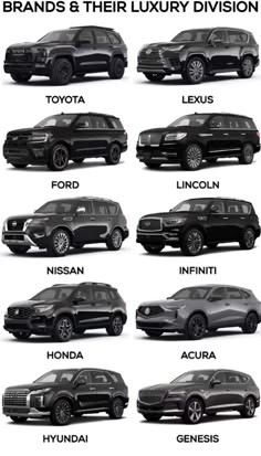 the different types of luxury suvs are shown in this graphic above it's description