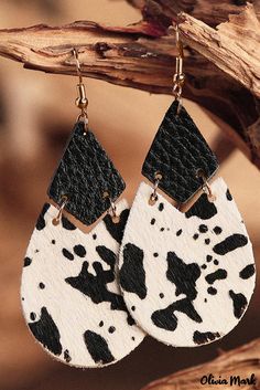 Color: Cow PU Leather Layered Teardrop Earrings