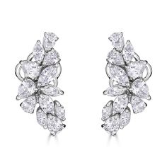 These elegant 18kt white gold cluster earrings showcase 5.12cts of exceptional marquise and pear shape diamonds in a multilevel design. Handcrafted in Italy by ZYDO Italian Jewelry. *These earrings are made to order. Please allow 4-6 weeks for shipping.
Diamond Quality: Color F, Clarity VSDiamond Carat Weight: 5.12Dimension: 1 1/16 in. x 1/2 in. Crawler Earrings, Crawlers Earrings, Italian Jewelry, Classic Chic, Pear Shaped Diamond, Cluster Earrings, Pendant Rings, Ring Collections, Boutique Jewelry