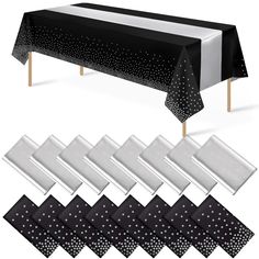 black and white polka dot tablecloths with matching napkins