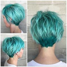 Must-See Short Hair Color Ideas | http://www.short-haircut.com/must-see-short-hair-color-ideas.html Hairstyle Pixie, Mint Green Hair, Stacked Bob, Hair Things, Fantasy Hair, Short Hair Color