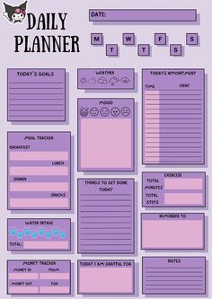 the daily planner is shown in purple