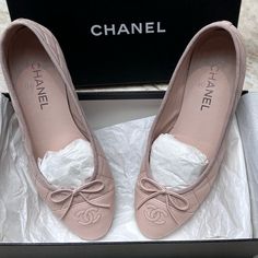 Authentic Chanel Quilted Ballet Flats In Very Loved Condition. Box Color Says Beige, I Think They Lean More Blush-Beige On Me. I Have Olive Tone Skin/Tan Skin. These Were A Gift From My Daughters So I Kept Them, Even Though Barely Worn, For Sentimental Reasons -Included Are The Box, Shoe Bags, Documents, Shipping Invoice. See Photos. -Made In Italy. Size 39 -I Am A True 8m Shoe Size. Only Accepting Transactions Directly Thru This Poshmark Site And Shipped According To Poshmark Rules. Olive Tone Skin, Olive Tone, Tone Skin, Olive Skin Tone, Shoe Bags, Tan Skin, Box Color, Chanel Shoes, Chanel Ballet Flats