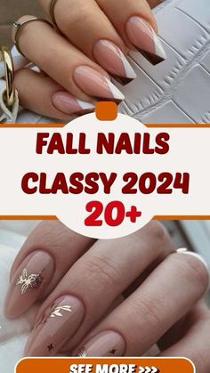 Nails For Autumn 2024, Fall Nail Designs With Glitter, Fall Acrylic Nail Designs 2024, Fall Nail 2024 Trends, Nails 2024 Trends Autumn, Nails 2024 Autumn Trends, Classy Fall Nail Ideas, Elegant November Nails, Neutral Nails Fall 2024