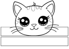 a black and white drawing of a cat with big eyes looking out from behind a sign