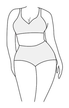 a line drawing of a woman's body in a bathing suit with her hands on her hips