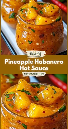 pineapple habanero hot sauce in a glass jar