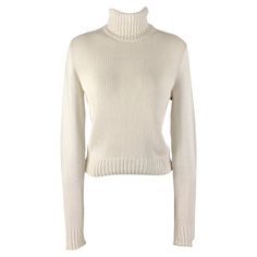 RALPH LAUREN COLLECTION pullover comes in a white cotton knit material featuring a turtleneck. Made in Italy. Very Good Pre-Owned Condition. Marked: M Measurements: Shoulder: 15 inches Chest: 34 inches Sleeve: 29 inches Length: 20 inches Reference: 126785 Category: Casual Top More Details Brand: RALPH LAUREN Gender: Female Size: M Color: White Fabric: Cotton Material: Knitted Style: Turtleneck Age Group: Adult Classic White Funnel Neck Sweater, White Fine Knit Turtleneck Top, White Cotton Turtleneck Sweater, White Fine Knit Turtleneck With Funnel Neck, Ralph Lauren White Sweater For Fall, White Ralph Lauren Sweater For Fall, Classic Turtleneck Top In Winter White, Classic Winter White Turtleneck Top, Classic White Turtleneck Top