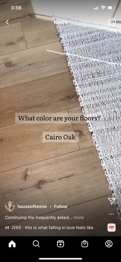 the floor is covered in white yarn and has an advertizer on it that reads what color are your floors?