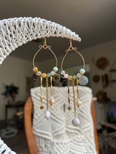 18k gold plated stainless steel mermaid inspired earrings. Featuring ocean jasper, cowrie shells & coconut shells.  These metals are tarnish resistant but with any plated metals the gold will wear. Please be cautious wearing jewelry in water.  All materials are sustainably & ethically sourced.  All items are handmade by me. They are one of a kind & made just for you ✨ Earthy Earrings Aesthetic, Diy Earrings Video, Unique Jewelry Inspiration, Earth Jewelry, Earthy Earrings, Coconut Shells, Ocean Earrings, Wire Jewelry Earrings, Wearing Jewelry