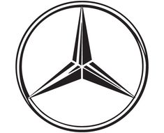 the mercedes logo is shown in black and white, with a square frame around it