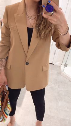 Zara Oversized Blazer, Oversized Camel Blazer Outfit, Zara Blazer Outfit, Camel Blazer Outfits Women, Nathalie Martin, Camel Blazer Outfit, Small Hammock, Hammock Bag, Camel Blazer