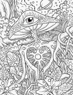 an underwater scene with fish and corals in black and white coloring book page for adults