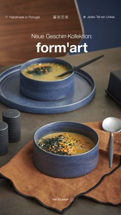 a bowl of soup on a plate with chopsticks next to it