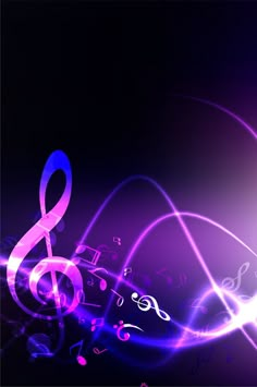 an abstract music background with musical notes and treble clefs in the foreground