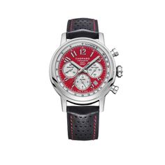 Chopard Watches - Mille Miglia Racing Colors | Manfredi Jewels 1940 Cars, Chopard Watch, Swiss Luxury Watches, Swiss Luxury, Red Cases, Perforated Leather, Jewelry Manufacturers, Luxury Watches For Men, Swiss Watches