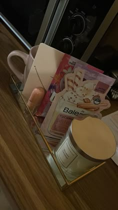 an assortment of items sitting on top of a counter