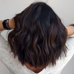 Dark Red Hair Color Balayage, Dark Hair With Ombre Balayage, Dark Black Hair Styles, Level 3 Hair With Balayage, Two Tone Brunette Hair Dark, Dark Brown Hair Balayage Short Straight, Fall Hair 2023 Dark, Fall 2023 Mid Length Hair, Dark Brown Hair With Darker Highlights