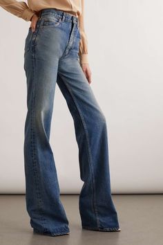 SAINT LAURENT High-rise flared jeans | NET-A-PORTER Flare Jeans Outfit, Jeans Flared, 90s Outfit, Sport Swimwear, Long Jeans, Denim Flares, Flared Jeans, 70s Fashion, Jean Outfits