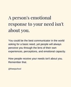 a person's personal response to your need isn't about you, and the text below reads