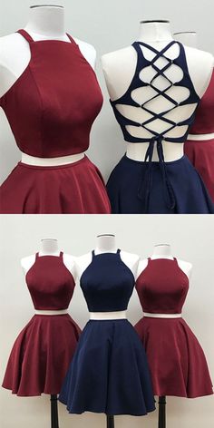 Modele Fitness, Short Satin, Cute Homecoming Dresses, Prom Dresses 2018, Two Piece Homecoming Dress, Cute Prom Dresses, Satin Prom Dress, Dress Cocktail, Prom Dresses Short