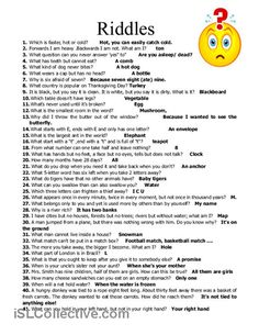 the riddles page with an emoticive smiley face on it