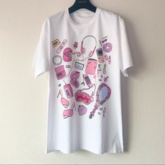 Brand New. Retro Vintage 90s Style Graphic Tee. Cute And Girly Barbie Vibes. Size Large. 24” Width. 31” Long. Vintage 90s Style, Barbie Vibes, Style Graphic Tee, Retro Graphic Tees, New Retro, 90s Style, 90s Fashion, Pink White, Vintage 90s