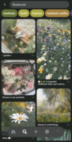 an iphone screen with flowers and other things in the photo collaged on it